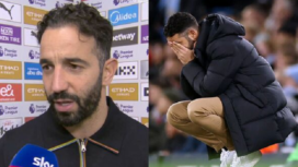 Inilah ekspresi pelatih Mancherster Uniter Ruben Amorim setelah timnya menundukkan Mancherter United, dalam pertandingan Minggu, 15 Desember 2024. Foto: express.co.uk