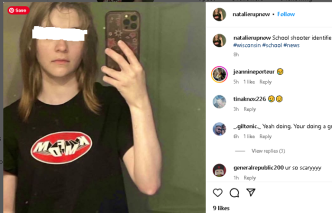 
					Inilah gambar foto terduga pelaku penembakan di di sebuah sekolah swasta di Wisconsin, Amerika serikat dari sebuah akun instagram@natalierupnow yang belum terverifikasi. instagram@natalierupnow