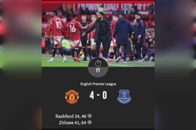 
					Liga Inggeris, Manchester United Panen Gol 4-0 Lawan Everton
