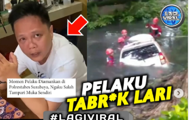 
					Dalam kondisi mabuk, Setiawan Uki Wisajaya, warga Lebak Arum, Surabaya, mengendari mobil Mrecedes-Benz menabrak beberapa mobil dan motor, di Jalan Kenjeran, Surabaya, Senin 23 Desember 2024. instagram@lagi.viral