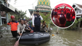 Menteri Sosial Saifullah Tusuf meninjau banjir di Rejoso Pasuruan, menyatakan akan bantu korban banjir Rjoso sebesar Rp 900 juta. instagram@pasuruan.kekinian