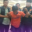 Polisi memapah tersangka bernama Yusak, 33, pelaku pembunuh ipar, kakak, keponakan di Kediri dengan motif untuk menguasai harta bendanya. instagram@kediri raya_info