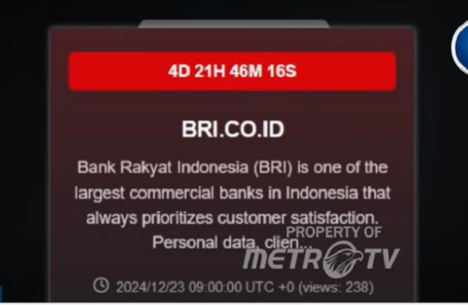 
					Pernyataan resmi BRI menjamin keamanan keuangan dan data nasabah, menghadapi ancaman ransome hacker Bashe. Tangkap laya video@MetroTV