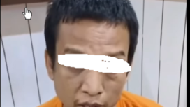 Tersangka RS, 30, penikam tiga bocah bersaudara mengaku tidak menyesali perbuatannya, saat diperiksa polisi. Instagram@lagi.viral