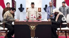 Pendatang anan investasi pembangunan sejuta rumah di Indonesia dari investor Qatar, Rabu, 8 Januari 2025, disaksikan oleh Presiden Prabowo Subianto. Instagram@roslanrosani