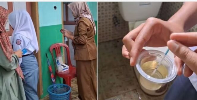 
					Video yang memperlihatkan siswi SMA Sulthan Baruna, Cianjur, Jawa Barat, sedang menjalani tes kehamilan viral di media sosial. (Instagram/cianjurtea_) 