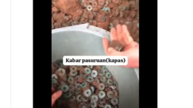 Seorang petani bernama Kariyo (47), warga Dusun Slorok, Desa Andonosari, Kecamatan Tutur.secara tidak sengaja menemukan ribuan koin dan guci bertuliskan aksara Tiongkok, diduga merupakan peninggalan dari masa Dinasti Qing, Sabtu pagi, 25 Januari 2025. tangkap layar video instagram@kabarpasuruan.