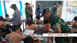Kodim Bangkalan bersama ponpes Al-Anwar melakukan sosialisasi dan uji coba makan gratis bergizin di SDN 1 Patereman, Bangkalan. instagram@wecarebangkalanmadura
