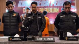 Polres Pasuruan menggelar konferensi pers atas penangkapan pelaku begal motor yang terjadi di Jl Raya Umbulan, Desa Umbulan, Kecamatan Winongan, Senin 20 Januari 2025. Foto: radio.pasuruankab.go.id