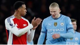Gabriel ejek Erling Haaland di laga Arsenal vs Manchester City