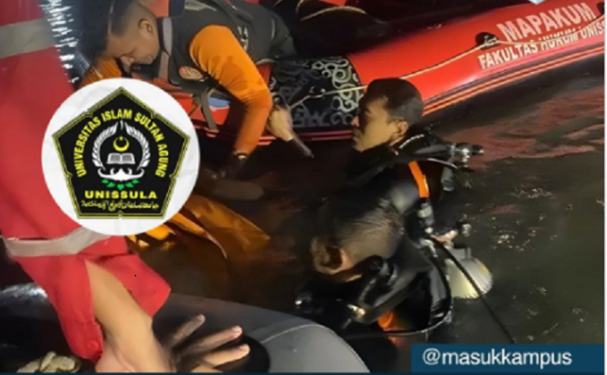 
					Tim SAR berhasil mengevakuasi dua mahasiswa yang tenggelam di kolam retensi kampus Universitas Sultan Agung (Unissula) Semarang, yang tewas di kolam retensi kampus, 11 Februari 2025. Instagram@masukkampus