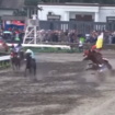 Benturan keras antara kuda pacu Milor dengan Salvador Minang begitu keras, sehingga kedua tewas di lokasi. Insiden terjadi dalam final 1600 meter Jateng Derby 2025, Minggu 16 Februari 2025. Tangkap Layar Video Instagram@info_newsantara