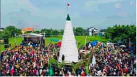 Beginilah kemeriahan acara gerebek tempe di desa Sedenganmijen, Krian, kabupaten Sidoarjo, Jawa Timur di lapangan desa setempat, Minggu 16 Februari 2025. Instagram@dolordarjo