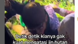 Seorang tokoh spiritual tampak terjauh melawan jin penunggu hutan desa Tebul, kecamatan Pegantenan, kabupaten, Pamekasan, Madura, 17 Februari 2025. Tangkap layar video Instagram@wecarebangkalanmadura