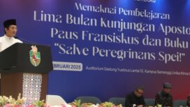 Menteri Agama (Menag) Nasaruddin Umar pada acara bedah buku di Universitas Atmajaya, Jakarta, Selasa (25/2/2025) (Foto: KREDONEWS.COM/ Istimewa)