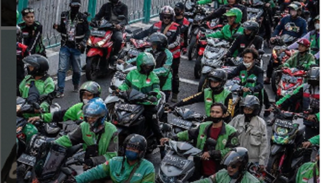Ojol pejuang rupiah akan bereaksi melakukan mogok 27 Februari 2025. Instagram@suarasurabayamedia