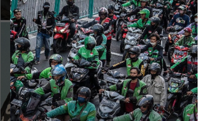 
					Ojol pejuang rupiah akan bereaksi melakukan mogok 27 Februari 2025. Instagram@suarasurabayamedia