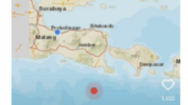 Posisi pusat gempa yang terjadi di pantai Panati Selatan, Samudra Indonesia, sekitar 117 dari Jembaran, terjadi gempa berkekuatan 4.5 magnetuda, terjadi pukul 14.30 WIB, Sabtu 29 Maret 2025. Foto:bwi.info
