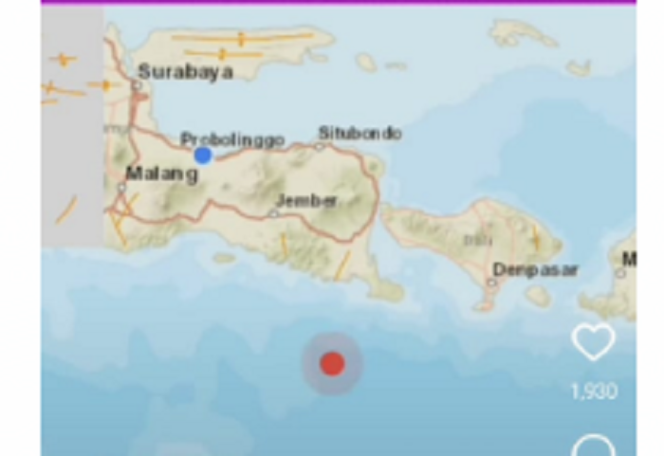 
					Posisi pusat gempa yang terjadi di pantai Panati Selatan, Samudra Indonesia, sekitar 117 dari Jembaran, terjadi gempa berkekuatan 4.5 magnetuda, terjadi pukul 14.30 WIB, Sabtu 29 Maret 2025. Foto:bwi.info
