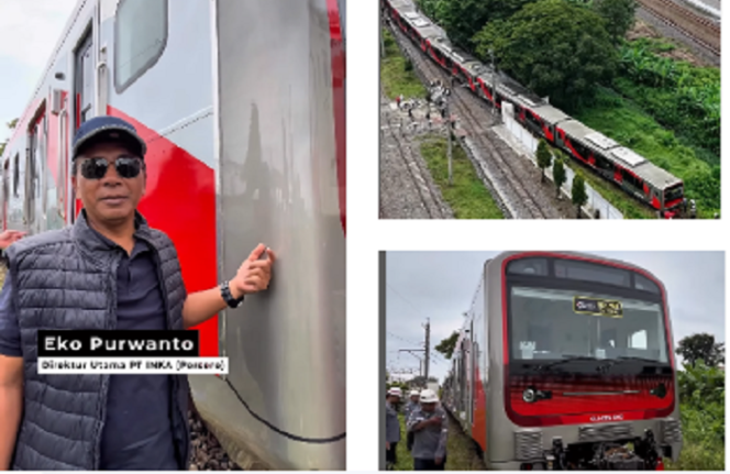 
					Dirut PT INKA, Eko Purwanto memberangkatkan uji dinamis, perjalanan kereta rel listrik (KRL) buatan INKA pesanan dari PT KAI, senilai Rp 4 triliun, terdiri dari 16 rangkaian KRL. Saat ini menjalani uji coba. Instagram@pt_inka
