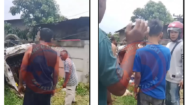 Sebuah mobil Terios tertabak KA di perlintasan kereta api tanpa palang pintu di  Sei Alim Hasak, Asahan, Sumatera Utara, Minggu 23 Maret 2025. Empat orang terdiri dari ayah ibu, dan dua anaknya meninggal dunia di lokasi.  Tangkap layar video Instagram@info.negeri