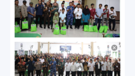 Menejlang Lebaran, Forum Komunikasi Masyarakat Jombang (FKMJ) bekerja sama dengan Kodim 0814 Jombang, menyelenggarakan bakti sosial dengan membagikan 400 paket sembako kepada masyarakat yang berhak menerima, di makodim Rabu 19 Maret 2025. Foto: jombangkab.go.id