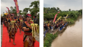 Pemkot Mojokerto melaksanakan fertival budaya Mojotirto 2025, yaitu melarung air yang diambil dari tujuh sumber mata air ke sungai Ngotok, Sabtu, 22 Maret 2025, di proyek strategis nasional Wisata Taman Bahari Mojopahit, kelurahan Pulorejo, Prajurit Kulon kota Mojokerto. Instagram@wargajombang