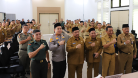 Bupati Jombang Warsubi pimpan rapat koordinasi untuk memperketat kamtibmas di Jombang. Seluruh pimpinan Forkompimda sepakat mengajak warga untukm turut serta menjaga keamanan Jombang. Foto: Jombangkab.go.id