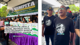 Walikota Mojokerto Ika Puspitasari menghadiri acara program Gempita 2025, kali ini membagikan 5.000 paket Lebaran kepada warga yang berhail menerima, di GBI Rokc, dilaksanakan Sabtu 22 Maret 205. Instagram@aslimojokertocom