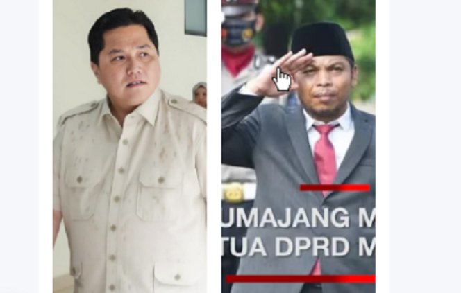 
					Menteri BUMN Erick Thohir (kiri), Anang Achmad Syaifudin, mantan ketua DPRD Lumajang. Kolase: Instagram@erickthohir dan drprd_lumajang