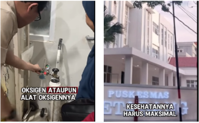 
					(Kiri) Anggota Komisi D Kota Surabaya melakukan pengecekan jam operasi Puskesmas di wilayah Surabaya. Tampak mengecek tabung oksigen yang krannya bocok, sehingga tidsak ada gasnya. (Kanan) Puskemas Ketabang yang baru saja direnovasi dengan anggaran Rp 5 miliar, ternyata juga tidak memberi pelayanan 24 jam. Instagram@surabaya.1menit