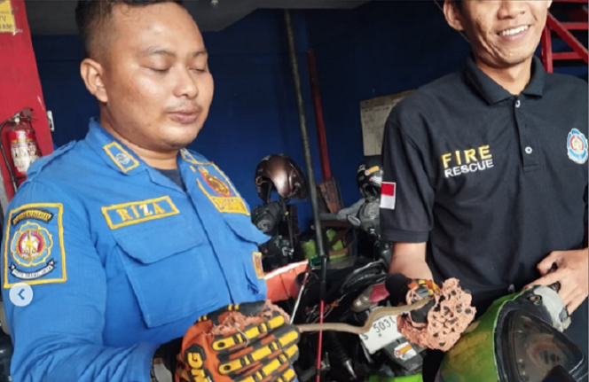 
					Petugas Damkar kabupaten Mojoagung berhasil mengevakuasi seekor ular, yang menyelinap di dalam kerangka motor milik pedagang yang dipakirk di pasar Mojokagung. Instagram@damkar_kabupaten_jombang