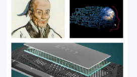 Zu Chongzhi adalah matematikawan dan astronom China abad 5, yang memecahkan bilangan pi. (Bawah) Prosesor terbaru dan terkuat di dunia bernama Zuchongzhi-3 buatan China yang diklaim mampu melakukan komputasi 1.000 triliun kali kecepatan super komputewr El Capitan. 
Foto: BH-Theo/ruangparabintang.com/cloudcomputing.id