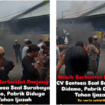 Terjadi aksi unjuk rasa di depan kantor UD Sentosa Seal, Senin 14 April 2025 di kawasan pergudangan Magromulyo, Surabaya. Pelaku aksi unjuk rasa itu   adalah para mantan pekerja didukung oleh warga lainnya. Instagram@ini_surabaya