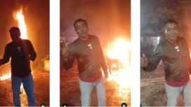 Cak Kartolo, warga desa Ngembal, kecamatan Wajak, kabupaten Malang, membuat konten video baru aksi pembakaran lagi. Kali dia membakar sepeda motor. Tujuannya sama, untuk mendorong gubernur Khofifah Indar Parawansa segera mengeluarkan kebijaksanaan pengampunan pajak tertunggak kendaraan bermotor. Tangkap layar video Instagram@kodil007.