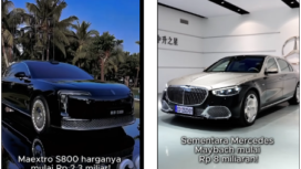 (kiri) Maextro S800 buatan Huawei yang selama ini dikenal sebagai produsen perangkat HP, berhasil menciptakan mobil mewah sekelas buatan Mercedes-Benz, Roll Royce atau bentley. Instagram@autopediaid
