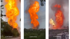 Pipa gas milik Pteronas Malaysia meledak di negara bgaian Selangor, 1 April 2025, menyebabkan 112 warga terluka. 
Instagram@info.negeri