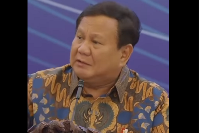 
					Presiden Probowo hadir dalam sarasehan ekonomi, di jakarta, Selasa 8 April 2025. Tangkap layar video Instagram@soalunsrat