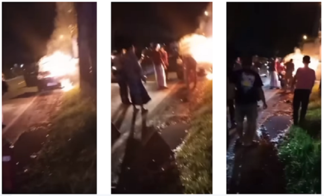 
					Petugas SPBU Tembelang, Jombang, membantu padamkan kebakaran sebuah kendaraan Honda Freed yang terjadi Rabu malam, 2 April 2025. Tangkap layar video Instagram@wargajombang