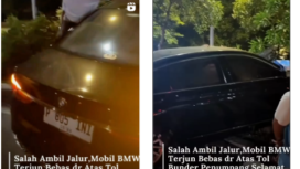 Sebuah kendaraan BMW nomor polisi P 805 IN yang terjun dari ketinggian 5 meter  jalan tol Krian-Gresik pada Sabtu malam, 5 April 2025, Akibat pembangunan jalan tol belum selesai, belum ada sambung, pengemudi dan penumpangnya selamat.  Tangkapl Layar Video Instagram@inigresik