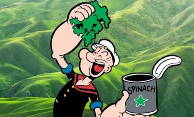 
					Popeye digdaya karena makan bayam
