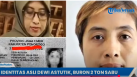 Bermunculan foto, identitas seorang perempuan menggunakan identitas berasal dari Ponorogo, bernama Dewi Astuti, 43,  disangka sebagai otak pelaku penyelundupan sabu 2 senilai Rp 5 triliun. Tangkap layar video Youtube@tribun