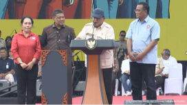 Presiden Prabowo Subianto deklarikan lagi dukungan untuk melahirkan RUU Perampasan Aset di Peringatan Hari Buruh Sedunia, di kawasan Silang Monas, Kamis, 1 Mei 2025. Foto: Biro Pers, Media dan Infromasi Sekretariat Presiden