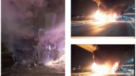 Bus pariwisata PO Putra Prima setelah bank pecah menyebakan bus terbakar habis, terjadi di Tol Cikampek, Km 47, Jakarta, Rabu malam 28 Mei 2025. Sebanyak 50 siswa SDI 02 Kemayoran Lama, Jakarta, berhasil diselamatkan tanpa cidera. Tangkap layar video Instagram@kaindukpjrcikampek