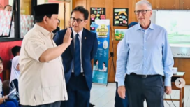 Menteri Kesehatan Budi Gunadi Sadikin mendampingi Presiden Prabowo Subianto Bill Gate saat meninjau program Cek Kesehatan Gratis di SDN Jati 3 Pulo Asem, 7 Mei 2025 di Jakarta. Instagram@bgsadikin