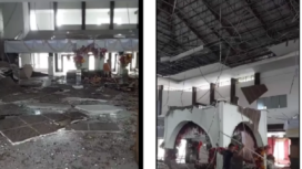 Gedung Balai Bundat di Bengkulu berantakan terdampak gempa berkekuatan 6.3 magnetudo, Jumat pukul 02.52 WIB, 23 Mei 2025. Pada saat itu sudah dihiasa rencana pelaksanaan pesta pengantin yang akan diselenggarakan Minggu, 25 Mei 2025. Instagram@daryonobmg