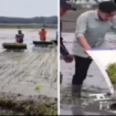 Video Wapres Gigran mencoba mesin tanam padi baru Rice Transplanter di Ngawi. Dalam video itu Gibran menjalankan mesin dengan berjalan maju,  bukan mundur seperti video pembandingnya. Karena berjalan maju, tanaman bibit padinya terinjak. Tangkap layar video X@kangmanto123