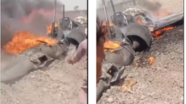 Muncul video warga masyarakat Pakistan sedang menonton sebuah pesawat yang jatuh dan terbakar, paska klaim Pakistan telah menembak jatuh lima pesawat India yang melakukan serangan ke wilayah Pakistan, Rabu 7 Mei 2025. Tangkap layar video Instagram@Infokomando_official