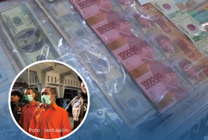 
					Polres Ngawi, Jawa Timur menggelar konferensi pers, penangkapan dua orang kepala desa aktif yang diduga terlibat pengendaran uang palsu pecahan Rp 100 ribu, dengan nilai total Rp 15 miliar. Instagram@iki.ngawi