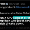 Akun X (Twitter) milik Komisi Pemilihan Umum (KPU) diretas, sehingga muncul unggahan-unggahan yang tidak relevan dengan KPU. Namun KPU menyatakan unggahan tersebut sudah di-take down. Instagram@kumparacom